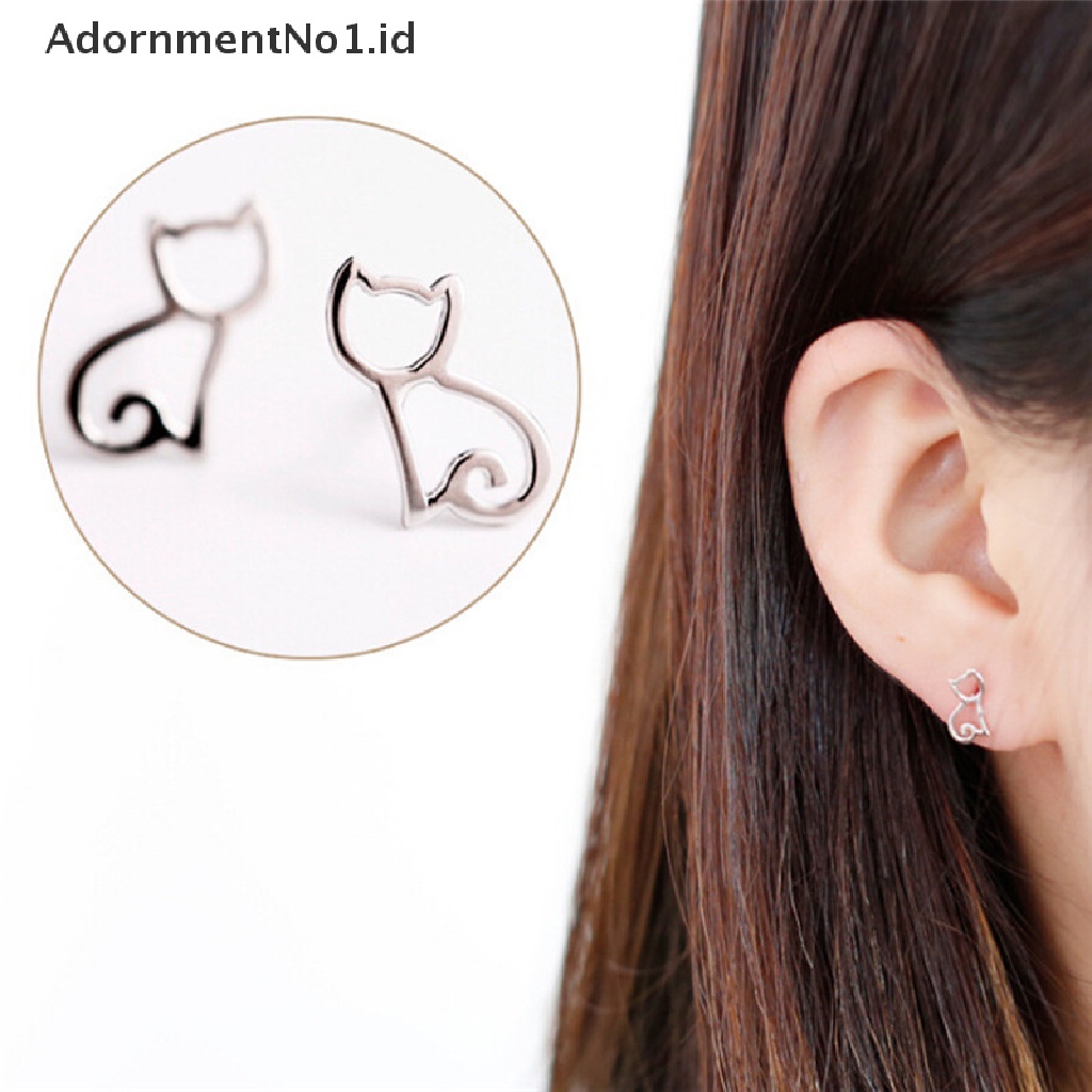 [AdornmentNo1] Indah Wanita Gadis Lucu Perak Anting Hewan Telinga Kucing Stud Earrings Perhiasan Hadiah [ID]