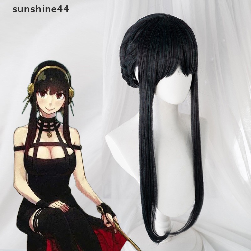 Sunshine Anime SPY X FAMILY Yor Forger Panjang Hitam Cosplay Wig Rambut Tahan Panas Sintetis SPY Keluarga Halloween Bermain Peran Wig.