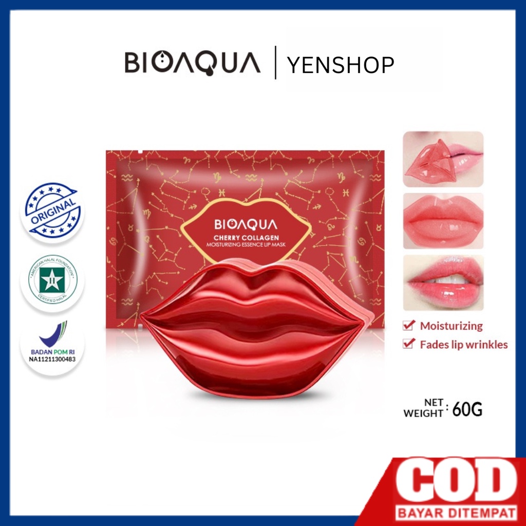 BIOAQUA CHERRY COLLAGEN LIP MASK pelembab pemerah perawatan masker bibir untuk bibir hitam dan kering bioaqua bpom treatment bibir wajah &amp; kecantikan