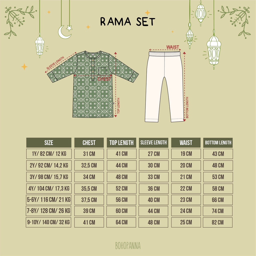 Bohopanna Couple Rama Papa dan Anak 0-10 Tahun Setelan Koko + Peci Raya / Romper + Peci Lebaran Bayi Anak Laki Laki Pakaian Muslim