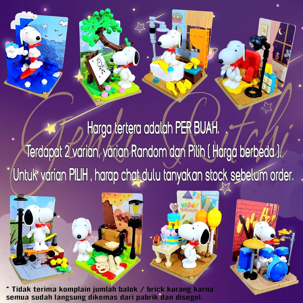 Mainan blocks / Mainan Balok brick DIY edukasi blind box snoopy original lisensi