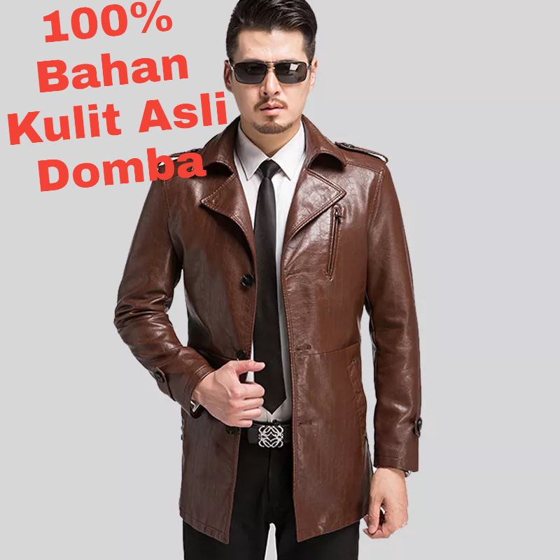 Jaket blazer kulit asli pria-Jaket kulit Domba asli 100%