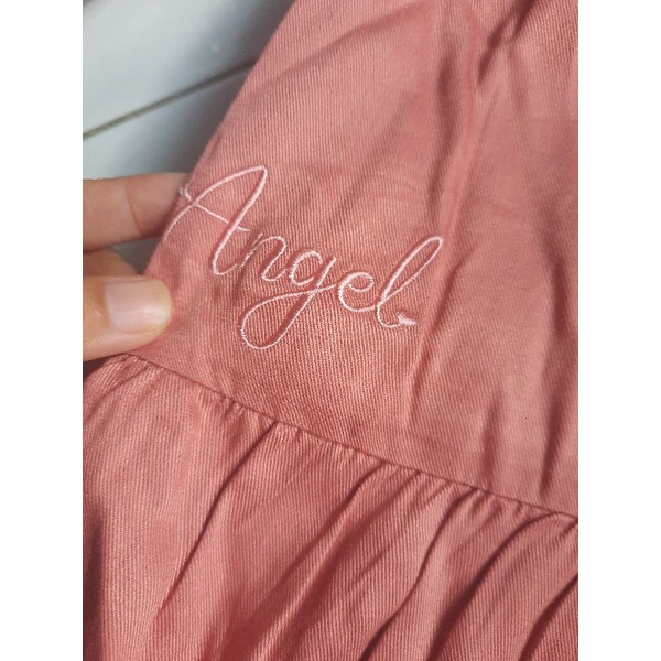 Atelier Angelina Embroidery Dress XS Salmon + Daily Instan Khimar Peach S