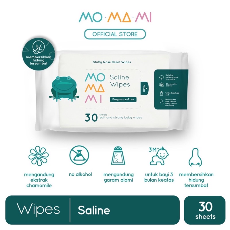 Momami saline wipes - tisu basah untuk flu bayi dan anak