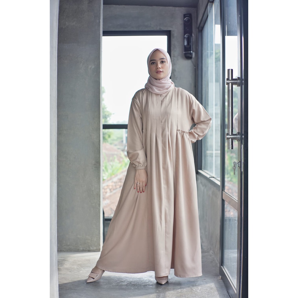 Dress Gamis Busui Friendly Shakila Merah bata cream abu bisa cod