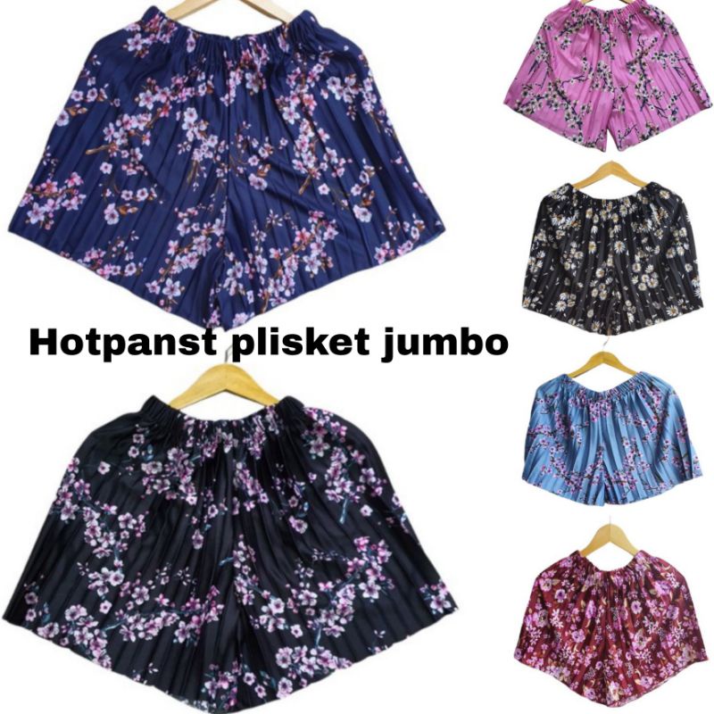 Ariana- Hotpants Plisket Jumbo Motif Bunga Celana santai Celana Plisket pendek