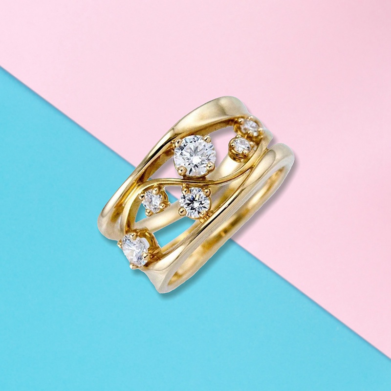 Mempesona Eropa Dan Amerika Fashion Wanita 18 K Emas Padat6 Berlian Berkilau Cincin Super Pengantin Pertunangan Pernikahan Rings