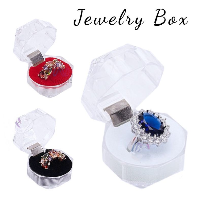 Tempat Cincin Perhiasan Wedding Lamaran Box Cincin Kotak Cincin Akrilik