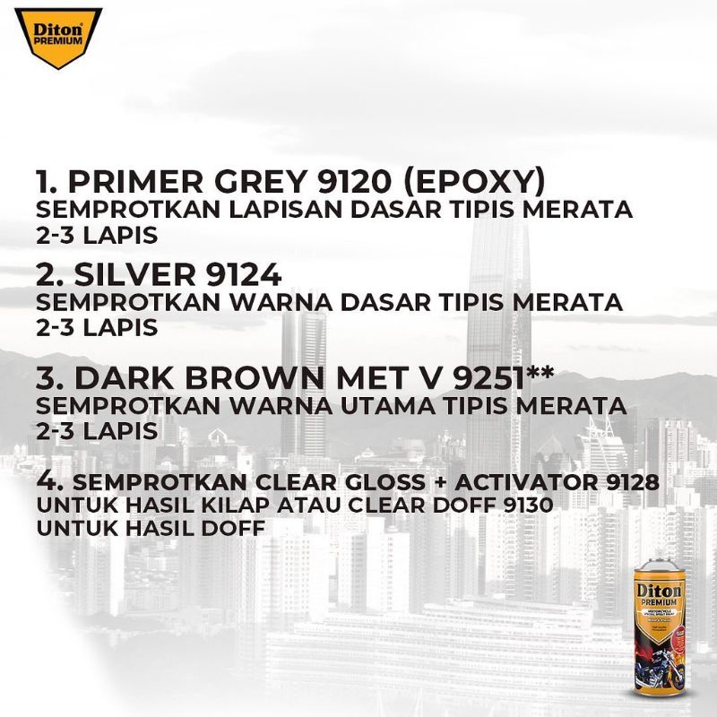 Pilok Cat Diton Premium Dark Brown Met 9251 Coklat Metalic 400cc Tahan Bensin.Cat Semprot.Pylok