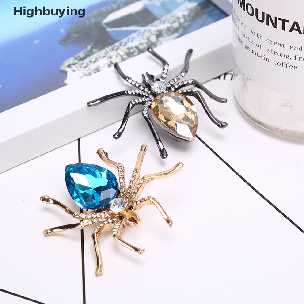 Hbid Fashion Lady Kristal Spider Pin Bros Dekorasi Korsase Lencana Perhiasan Hadiah Glory