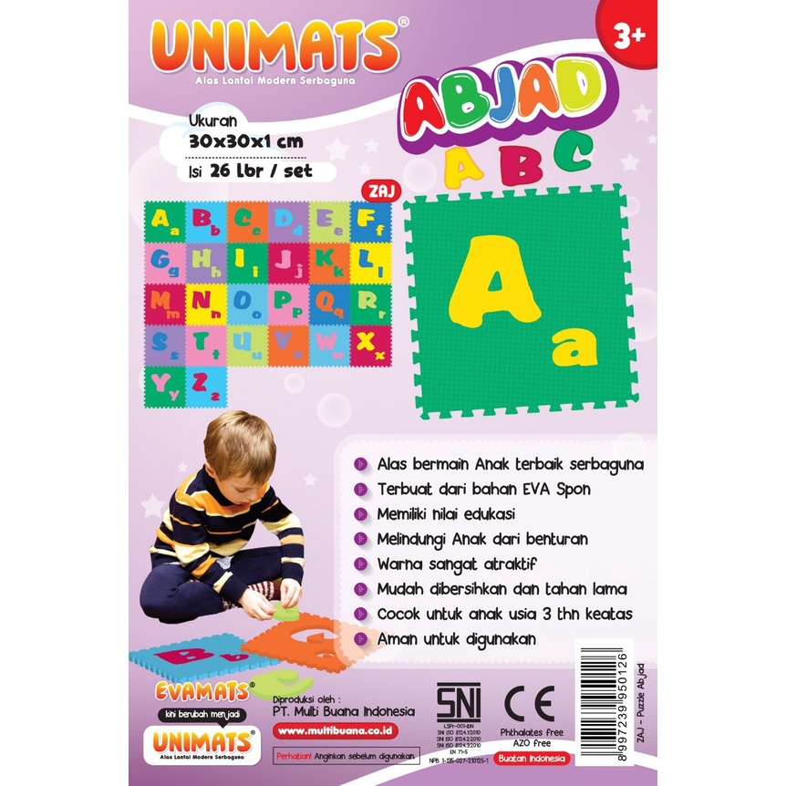 Mainan Anak Karpet Matras Tikar Puzzle Evamats Unimats Abjad ABC Polos