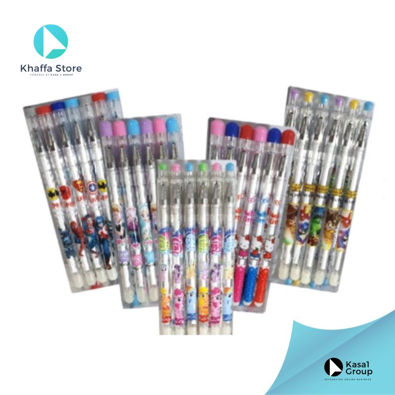 

6 Pcs Bolpoin Karakter / Pulpen Gel Bisa Dihapus