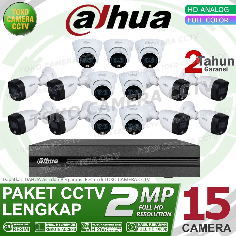 PAKET CCTV DAHUA 2MP FULL COLOR 16 CHANNEL 15 KAMERA