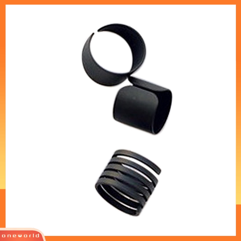 {oneworld} 3pcs Fashion Hitam Stack Polos Diatas Knuckle Band Midi Rings Perhiasan Cincin Set Untuk Pakaian Sehari-Hari