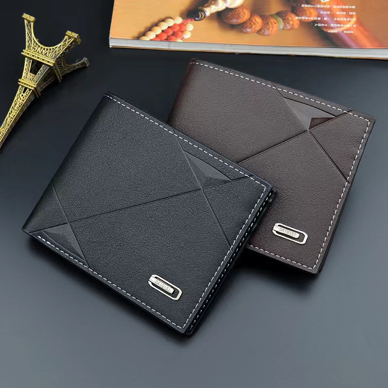 Dompet Lipat Pria Fashion Style Korea Kasual Motif Multifungsi Dompet Pendek Cowok Men Wallet PU Satu7an D95