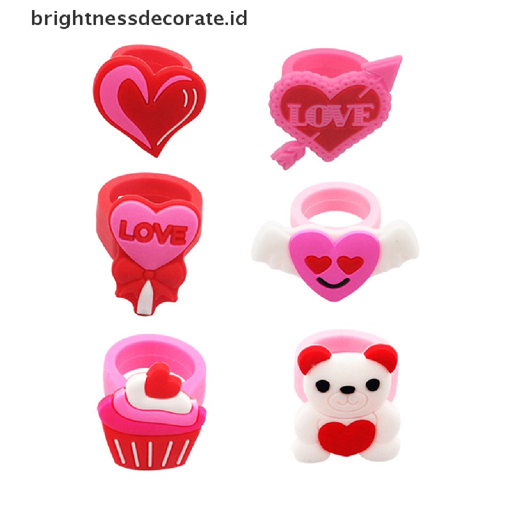 [Birth] Hari Valene Lingkungan Cinta Malaikat Cincin Gadis Cowok chindren PVC Cincin Silikon Handmade Anak Kartun Ring [ID]