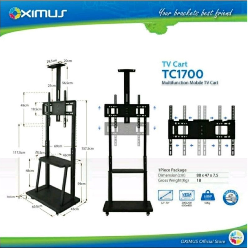 Bracket  Standing Roda LED TV 32-65 Oximus TC_1700