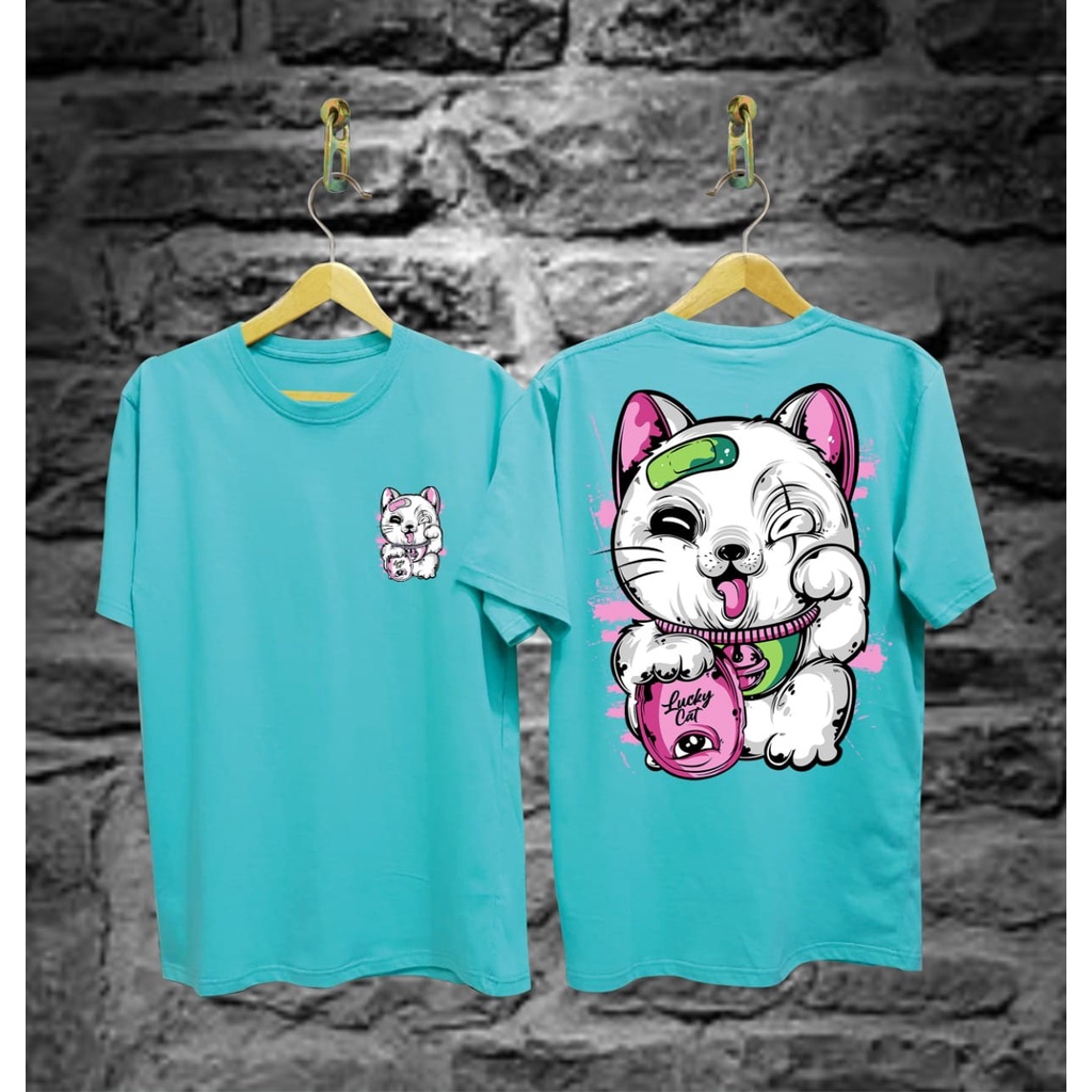 Kaos Tshirt Pria Terbaru Samurai Jepang Kucing Bad Cat Warna Putih Distro Lengan Pendek Motif Sablon Bergambar Keren