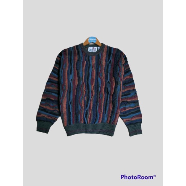 SWEATER RAJUT MOTIF TIMBUL STYLE COOGI SECOND KNITWEAR PRIA WANITA VINTAGE SWEATERAH VINTAGE