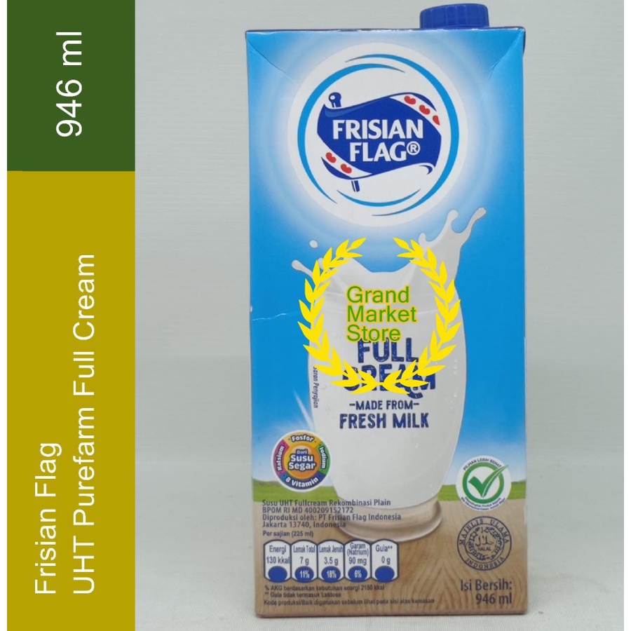 

Frisian Flag Susu UHT Purefarm Full Cream 946 ml 946ml Fullcream Full Krim