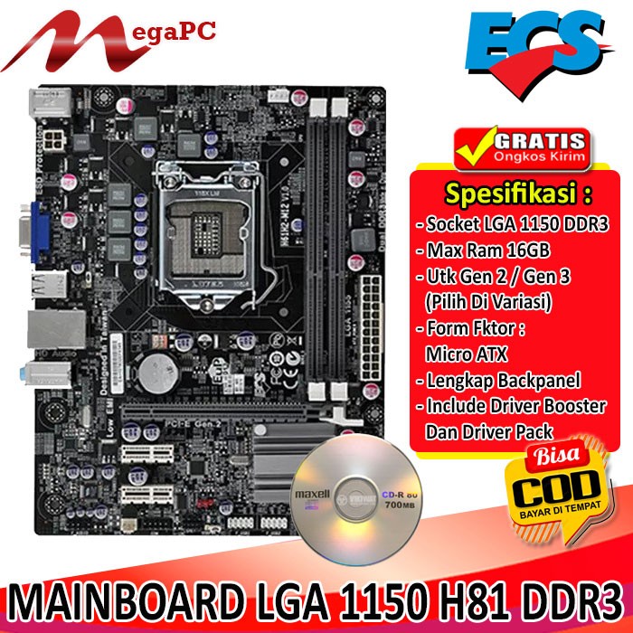 Mainboard Soket LGA 1155 H61 Ddr3 Ecs