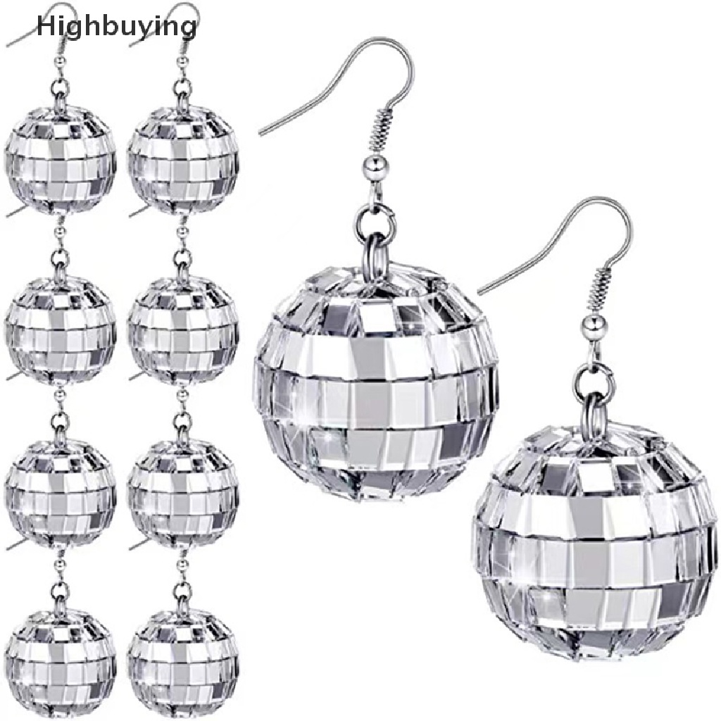 Hbid 1pasang 70s Warna Perak Shiny Disco Ball Menjuntai Anting Untuk Wanita Keren Fashion Perhiasan Retro Bulat Drop Earrings Glory