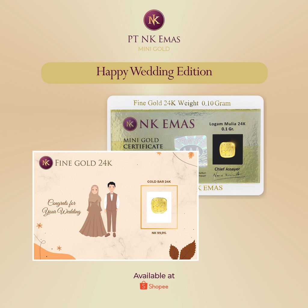 25 Pcs NK Mini Gold 0.1 Gram (Happy Wedding Envelope Edition) B