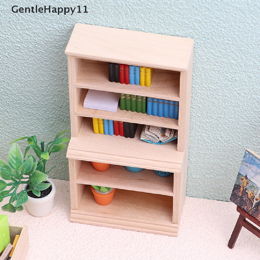 Gentlehappy Rumah Boneka Miniatur Rak Buku Rak Buku Lemari Pajangan Model Furniture Decor Mainan id