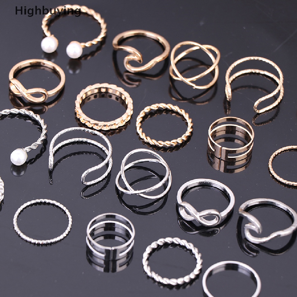 Hbid 10Pcs/set Cincin Kepribadian Fashion Wanita Hadiah Perhiasan Glory