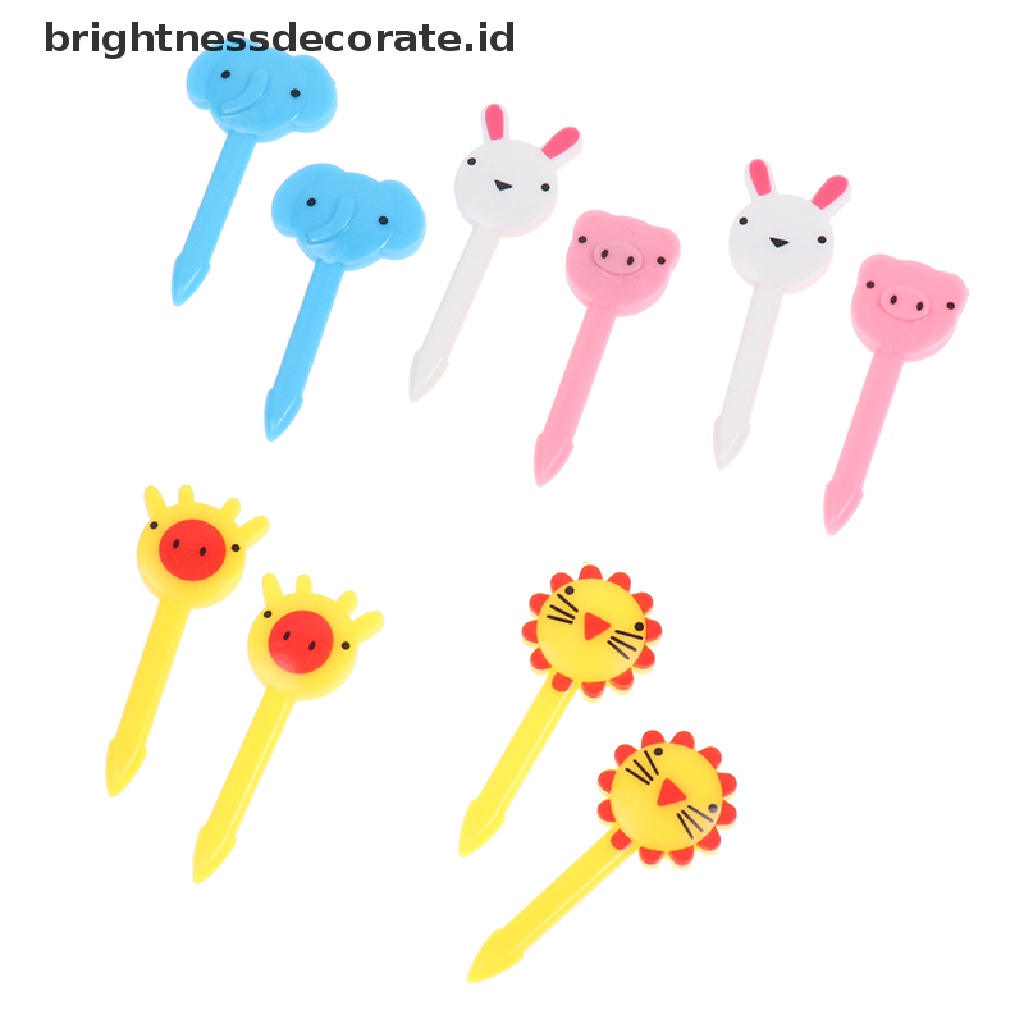 [Birth] 10pcs Mini Animal Farm Kartun Garpu Buah Anak Snack Kue Dessert Fork [ID]
