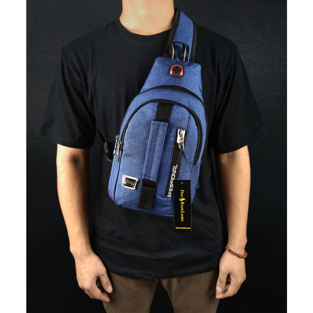 Slingbag Polo Amstar Bahan Denim Tas selempang kekinian Keren Harga Murah Dijaminn Real Picture