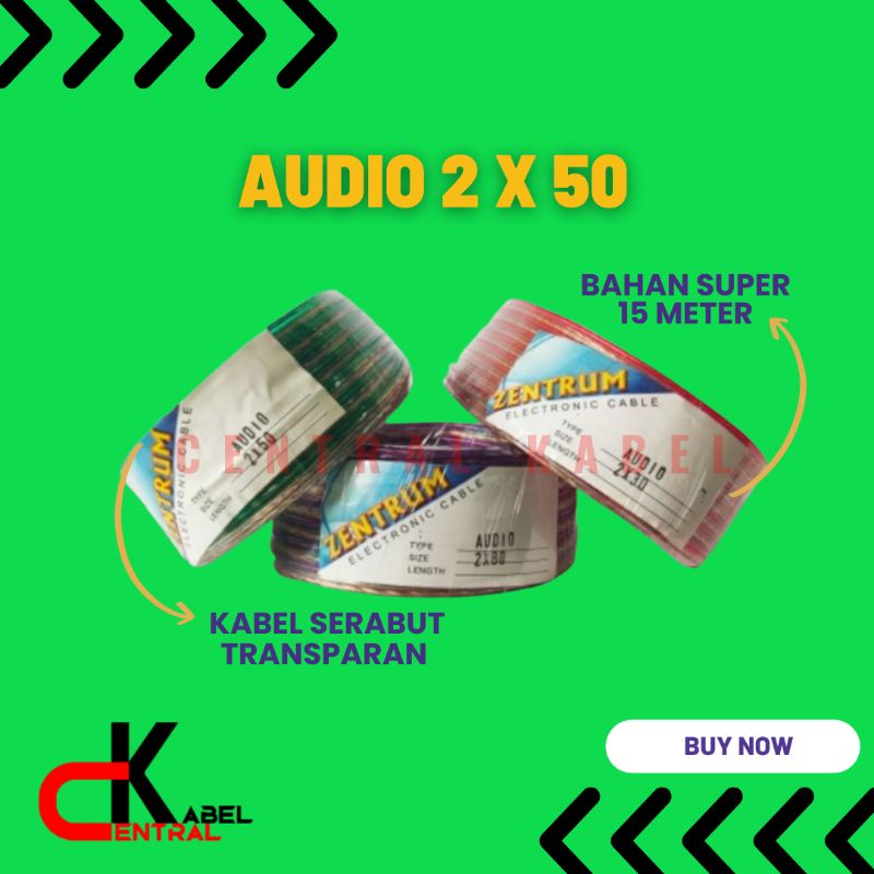 KABEL SERABUT TRANSPARAN AUDIO 2 x 50 (30 YARD) BAHAN SUPER