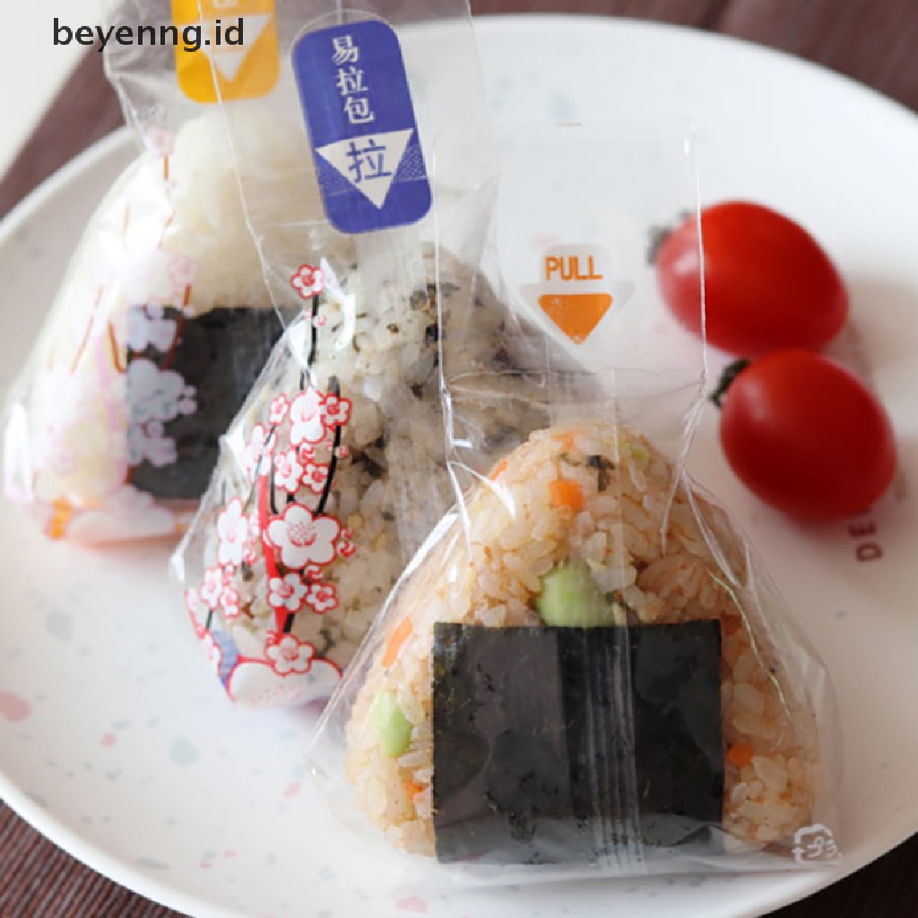 Beyen 100PCS Segitiga Onigiri Wrappers Kantong Bola Nasi Plastik Anti Kabut Mudah Sobek ID