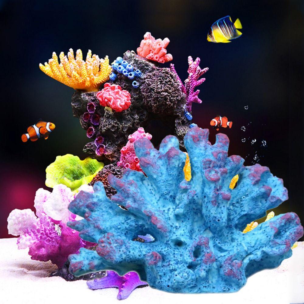 REBUY Rebuy Coral Reef Simulasi Palsu Untuk Tangki Ikan Dekorasi Resin Underwater Hias Tanaman Air