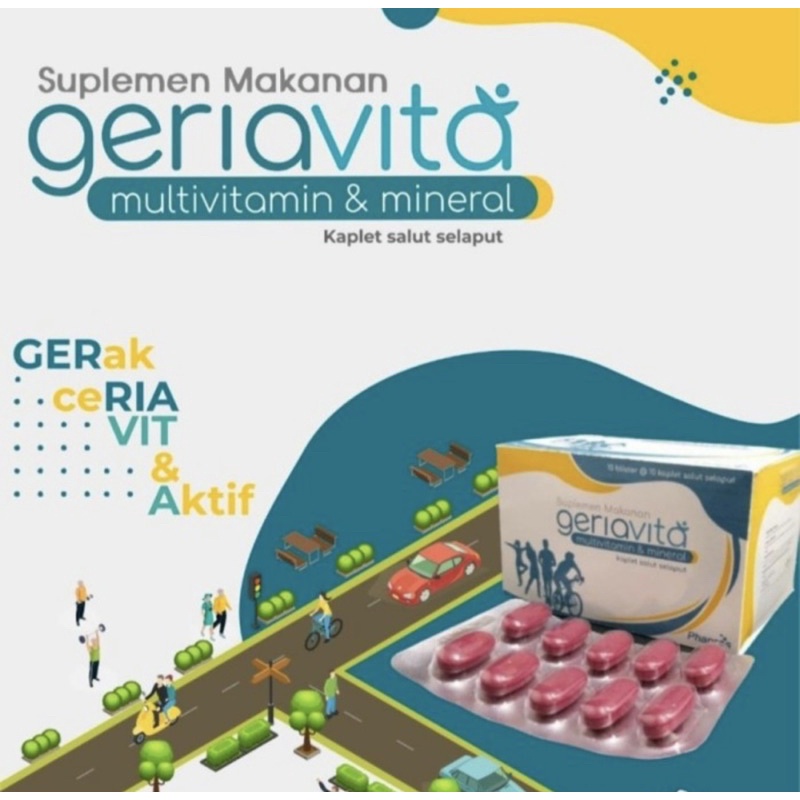 Geriavita strip 10 tablet ( multivitamin lengkap dewasa dan lansia )