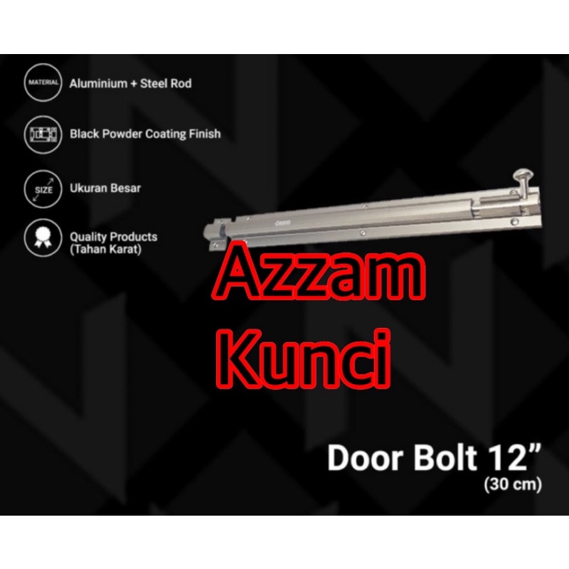 DOOR BOLT 12 INCH STAINLESS STEEL TEBAL GRENDEL 12 INC 30 CM TEBAL Grendel pintu ukuran 12 inc/ selot kunci pintu ukuran 30 cm/ 12 inchi sus 304