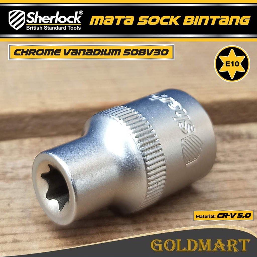 Kunci Shock Bintang Sok E10 1/2 inch Drive Star Socket Sherlock