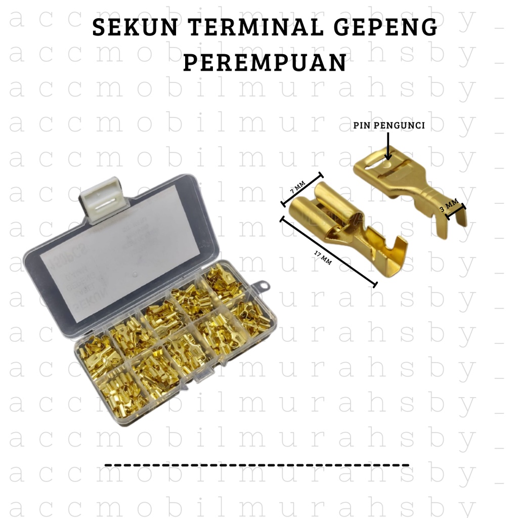 Skun Sekun Kabel GEPENG MEDIUM COWOK CEWEK MaleFemale - 100 PCS Skun Soket Socket Kabel Motor Mobil