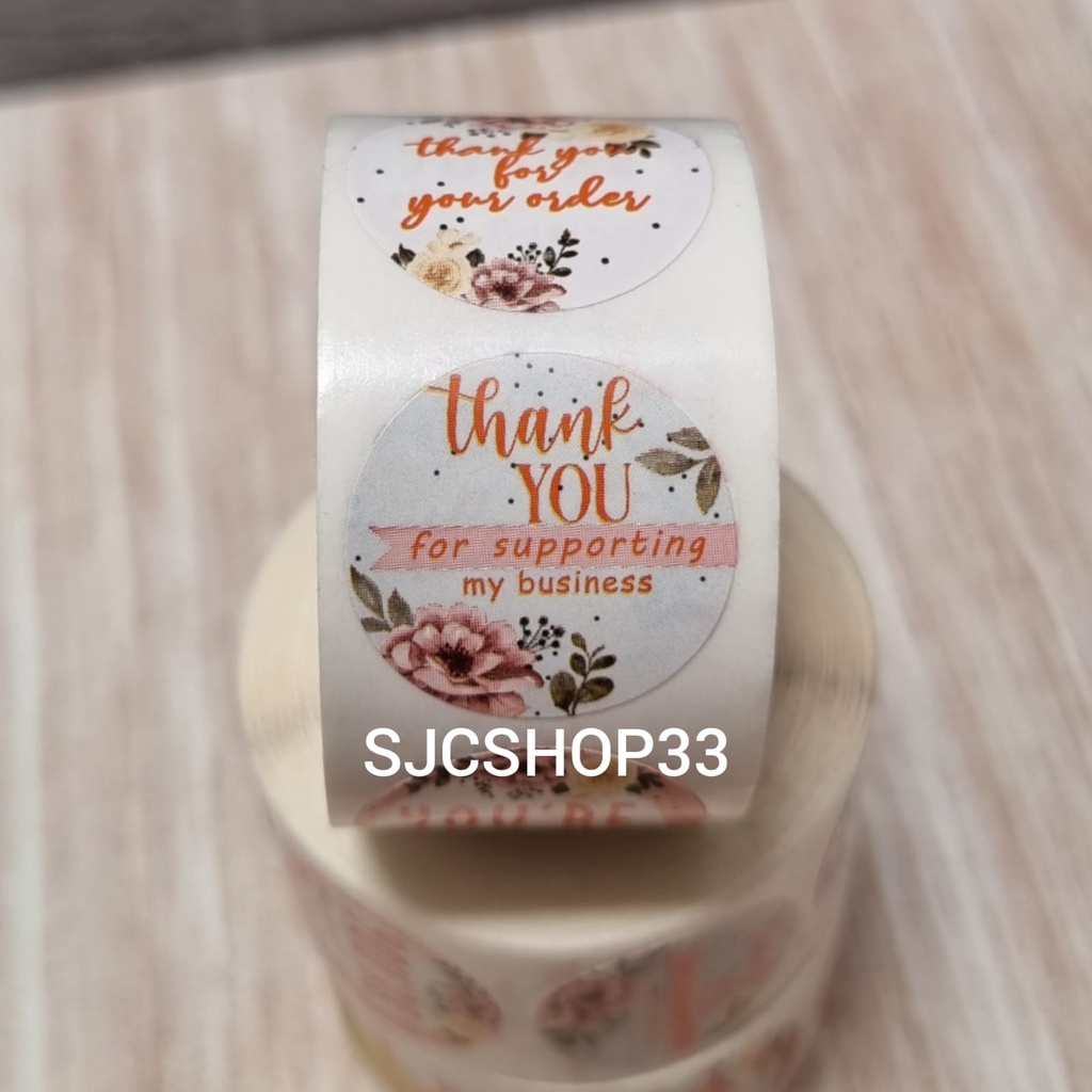 1 roll isi 500 pcs sticker label thank you for order set ukuran 2,5cm