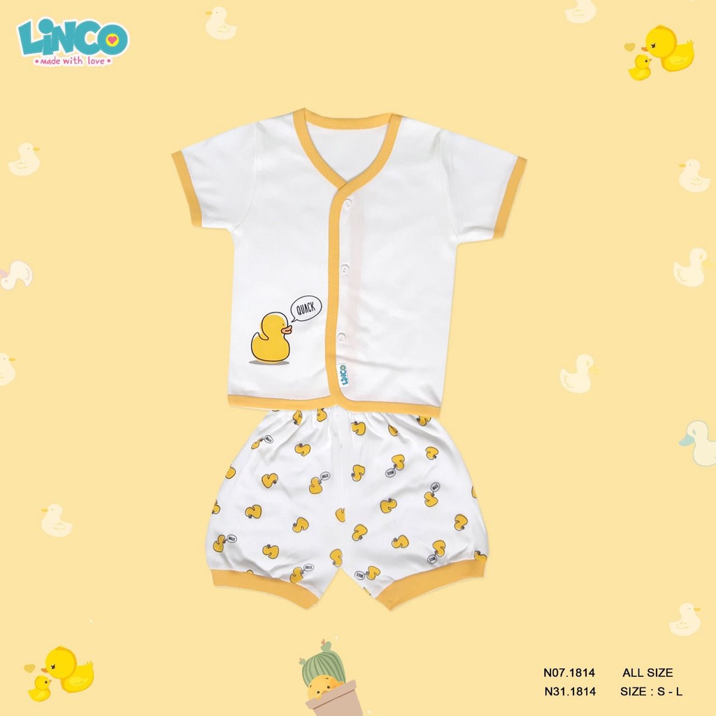 LINCO Setelan Baju Bayi Piyama ATASAN LENGAN PENDEK CELANA PENDEK UKURAN  ALL SIZE Newborn Baby 0-6 bulan BAHAN LEMBU UNTUK BAYI / KADO BAYI GIFT BABY