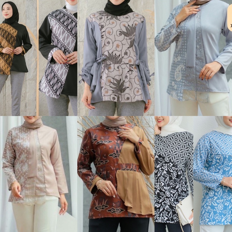 ATASAN WANITA / BLOUSE BATIK LENGAN PANJANG WANITA MODERN / BATIK MODERN WANITA