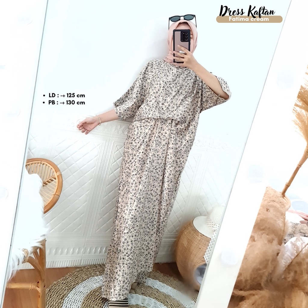 DRESS KAFTAN BAHAN SATIN MOTIF CANTIK