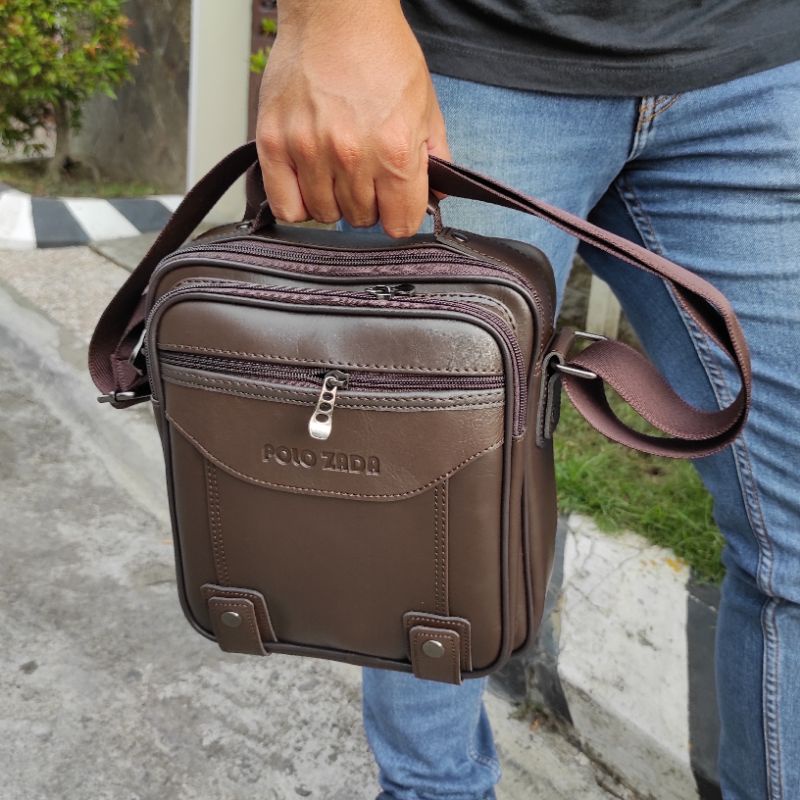 Tas Bahu Kantor Original Polozada PREMIUM | Slingbag Pria Kulit Sintetis Exclusive
