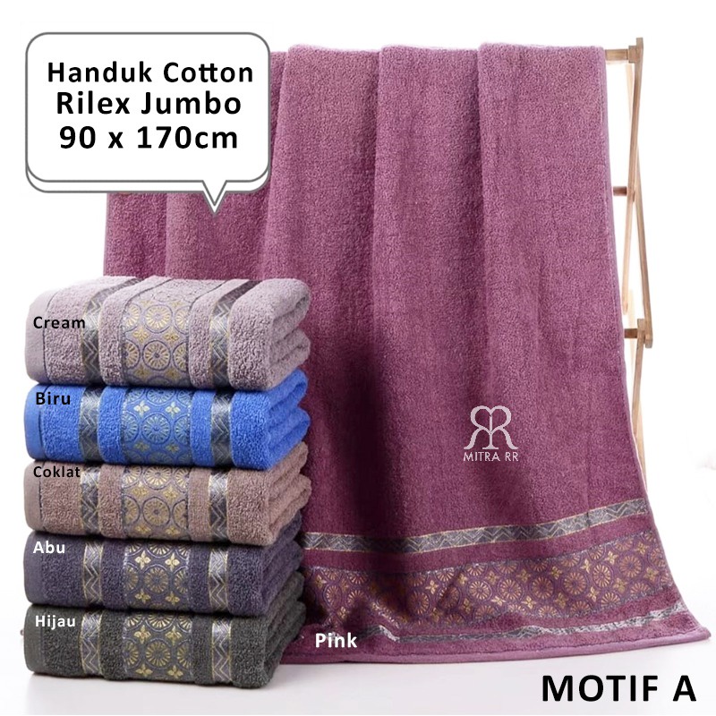 Handuk Mandi Jumbo 90 x 170 cm | Handuk Hotel Premium Cotton Halus Tebal Cepat Menyerap | Handuk Rilex Jumbo