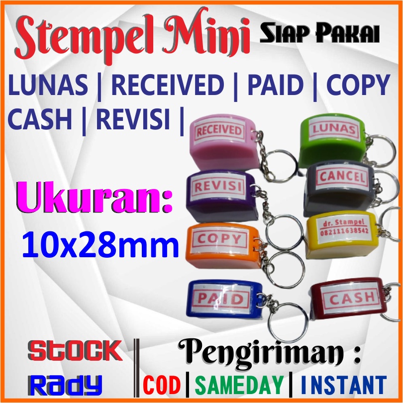 

STEMPEL WARNA FLASH MINI LUNAS PAID RECEIVED CASH COPY CANCEL REVISI OTOMATIS SIAP PAKAI