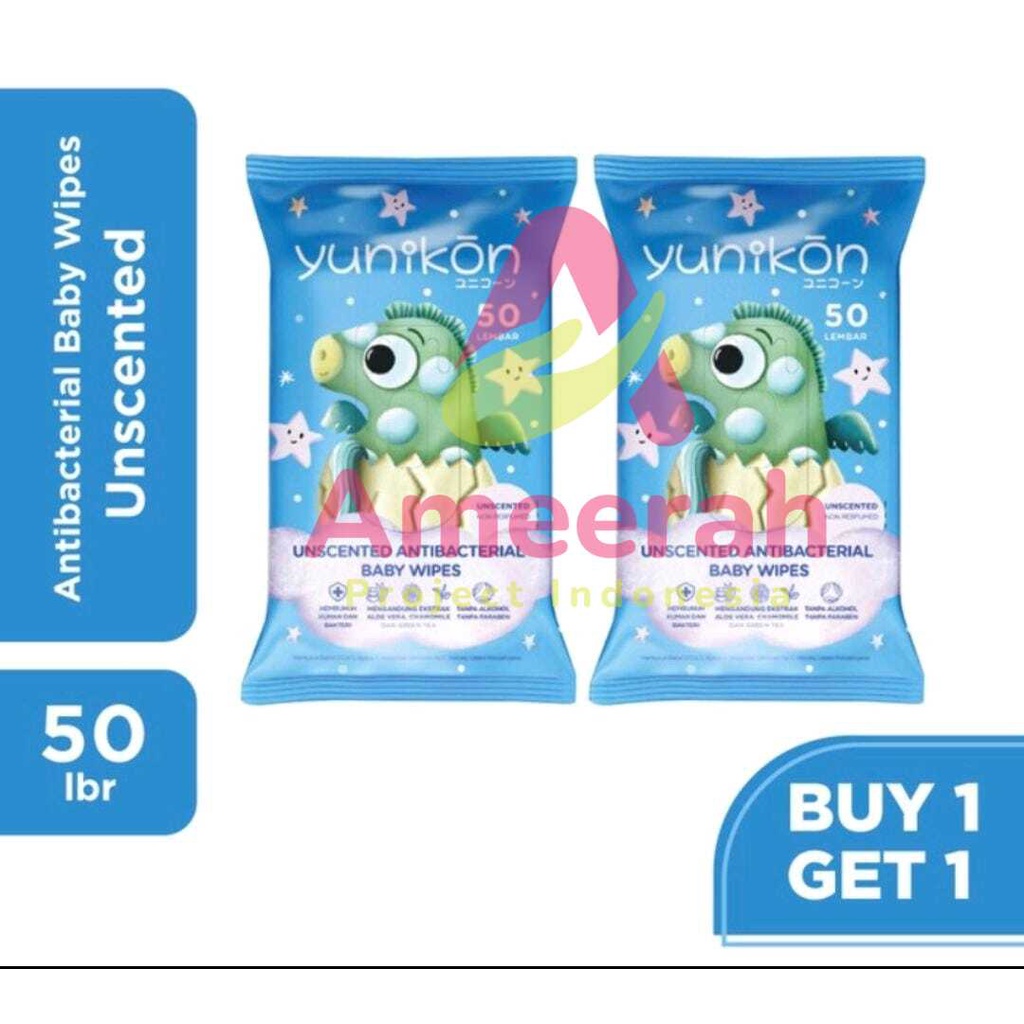 TISU BASAH YUNIKON / BABY WIPES 50'S BELI 1 GRATIS 1 BUY 1 GET 1 YUNIKON