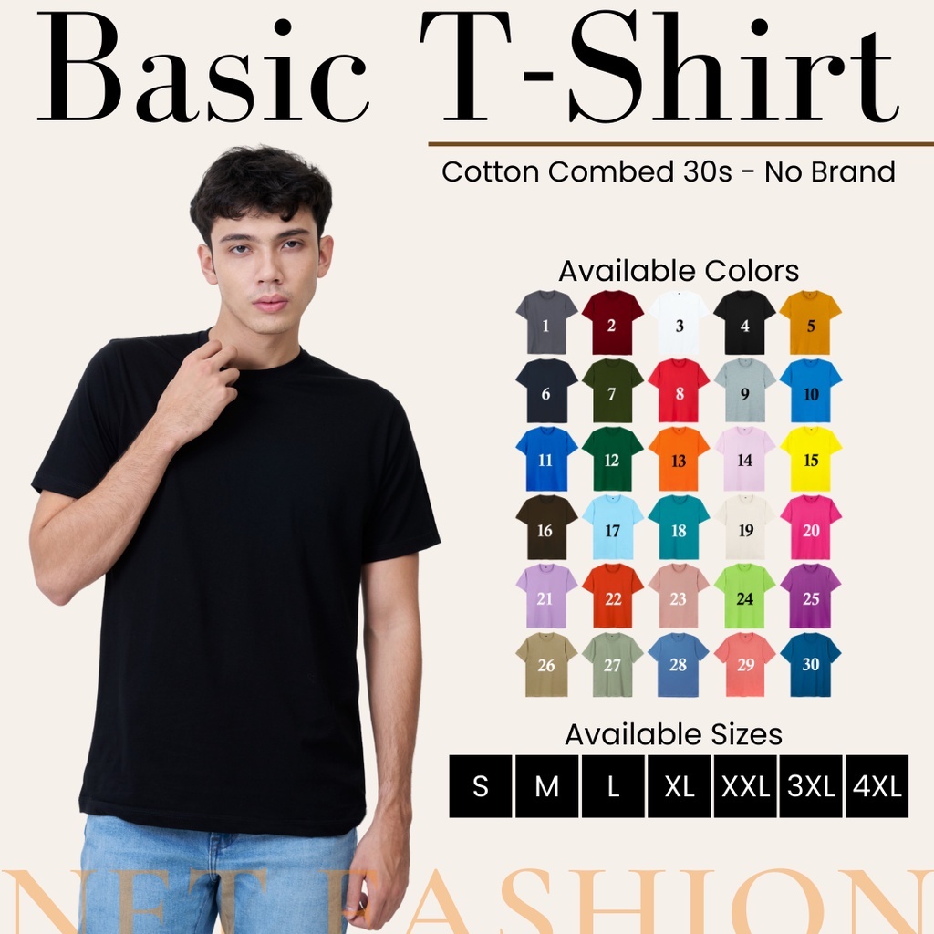 Kaos polos soft 24s unisex//Tshirt polos basic tshirt lengan pendek cotton combed 24s unisex - A