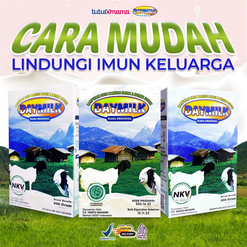 

DAYMILK Paket 3 Box Susu Kambing Etawa Bubuk | Day Milk Susu Kambing Etawa Original | Atasi Asam Lambung | Nyeri Sendi | Gangguan Pernafasan | Netto 200 gram | Halal | BPOM