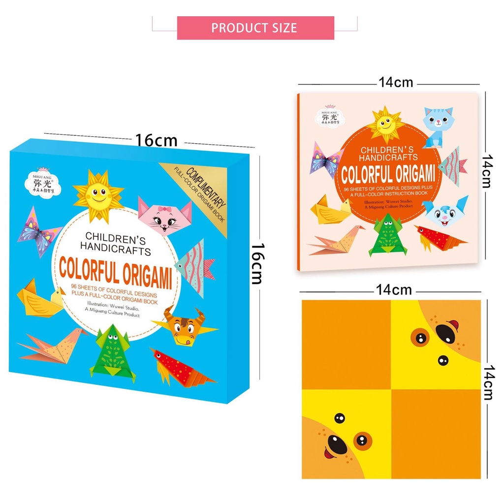 Mainan Origami 3D Anak - Kertas Lipat Origami Anak - Origami Box Biru 96 Lembar - Kertas Origami - Colorful Origami English Version - Origami Warna Warni