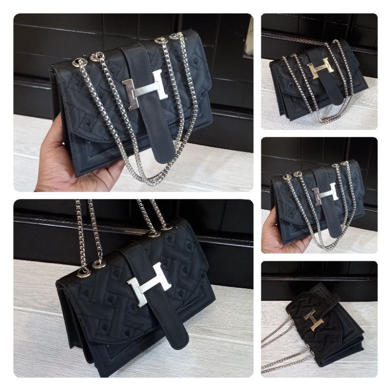 Tas Selempang Rante Ulir spesial black